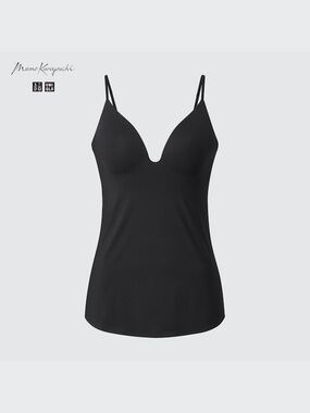 Uniqlo AIRism Plunging Camisole Bra Top Black